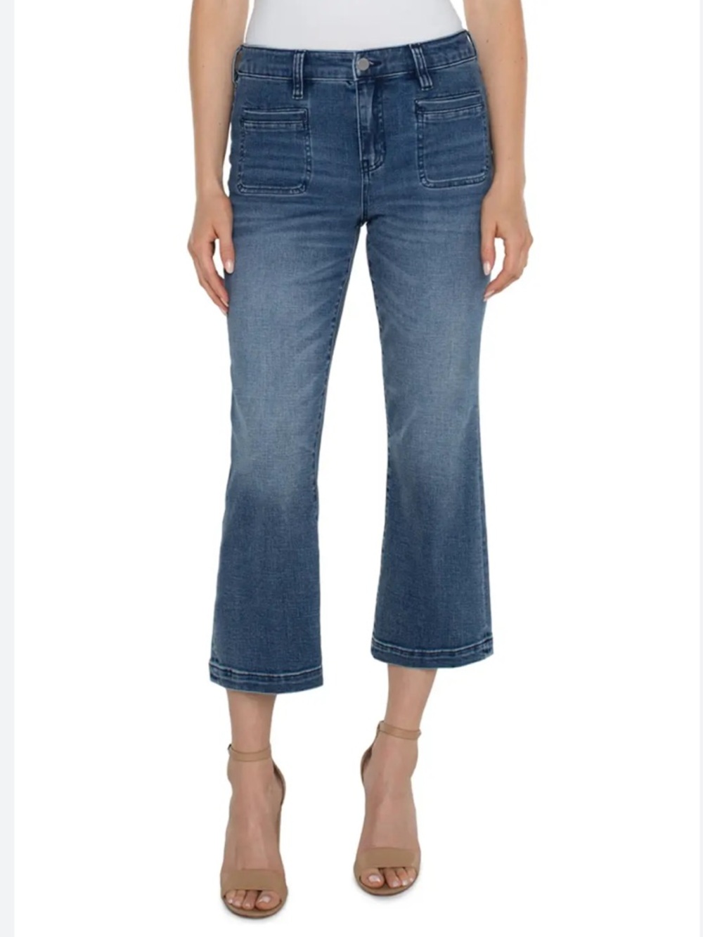 Liverpool Cropped Flare Jeans in Medium Blue Wash